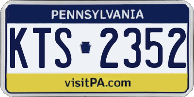PA license plate KTS2352
