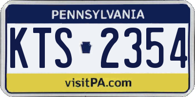 PA license plate KTS2354