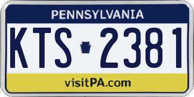 PA license plate KTS2381