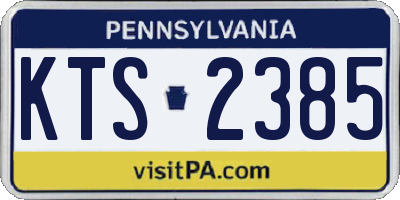 PA license plate KTS2385
