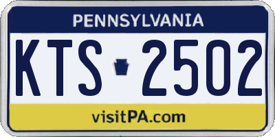 PA license plate KTS2502