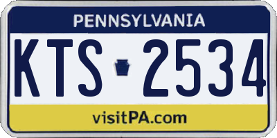 PA license plate KTS2534