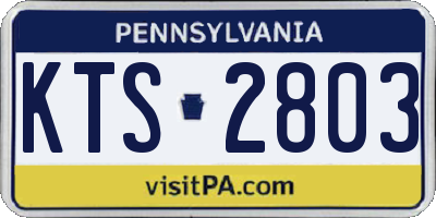 PA license plate KTS2803