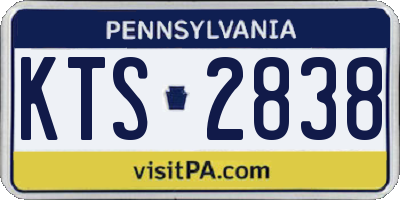 PA license plate KTS2838