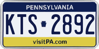 PA license plate KTS2892