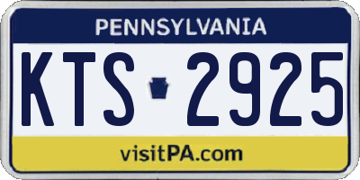 PA license plate KTS2925