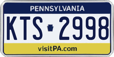 PA license plate KTS2998