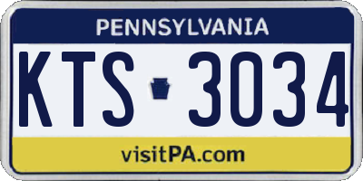PA license plate KTS3034