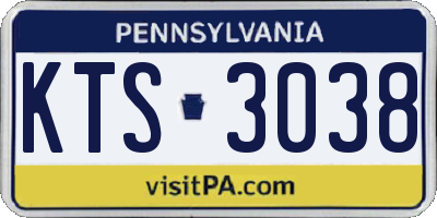 PA license plate KTS3038