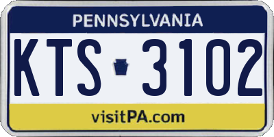 PA license plate KTS3102