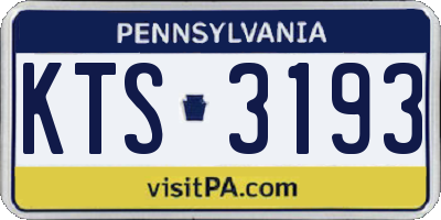 PA license plate KTS3193