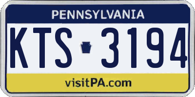 PA license plate KTS3194