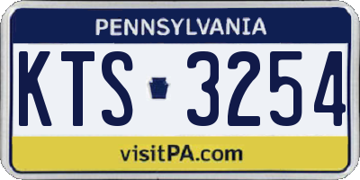PA license plate KTS3254
