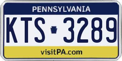 PA license plate KTS3289
