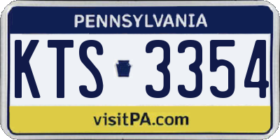 PA license plate KTS3354