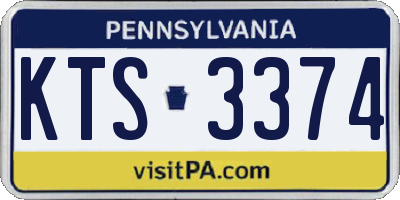 PA license plate KTS3374