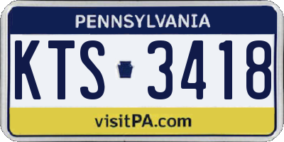 PA license plate KTS3418