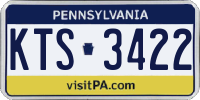PA license plate KTS3422