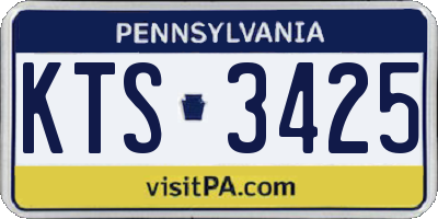 PA license plate KTS3425