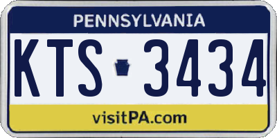 PA license plate KTS3434