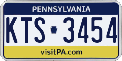 PA license plate KTS3454