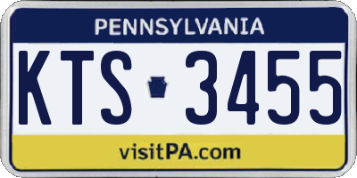 PA license plate KTS3455