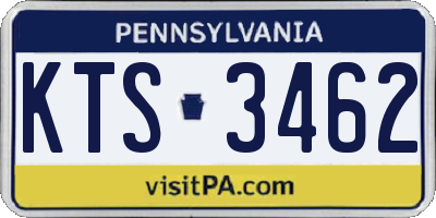 PA license plate KTS3462