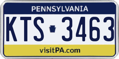 PA license plate KTS3463