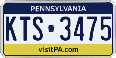 PA license plate KTS3475