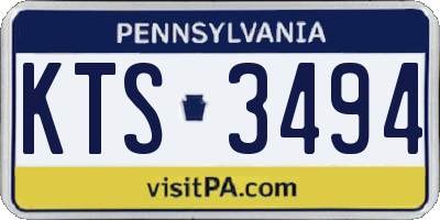 PA license plate KTS3494