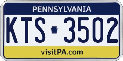 PA license plate KTS3502