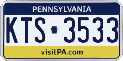 PA license plate KTS3533