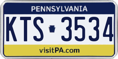 PA license plate KTS3534