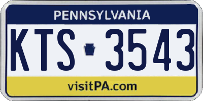 PA license plate KTS3543