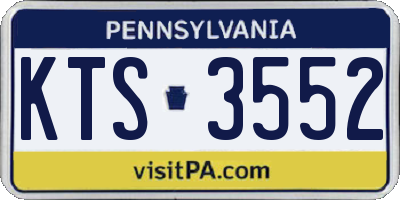 PA license plate KTS3552