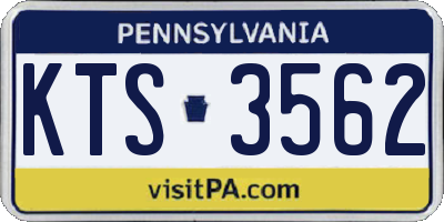 PA license plate KTS3562