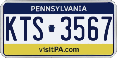 PA license plate KTS3567