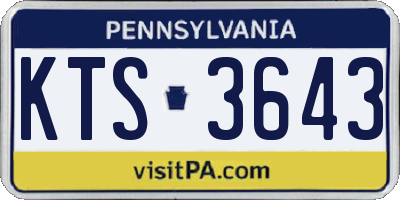 PA license plate KTS3643