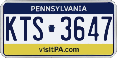 PA license plate KTS3647