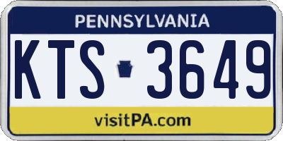 PA license plate KTS3649