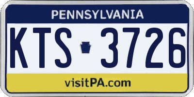 PA license plate KTS3726