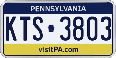 PA license plate KTS3803
