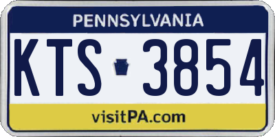 PA license plate KTS3854