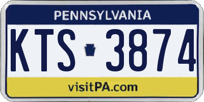 PA license plate KTS3874