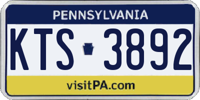 PA license plate KTS3892