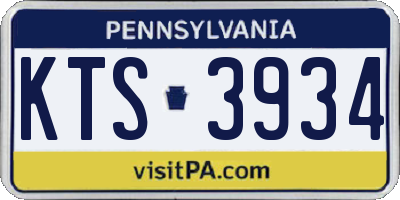 PA license plate KTS3934