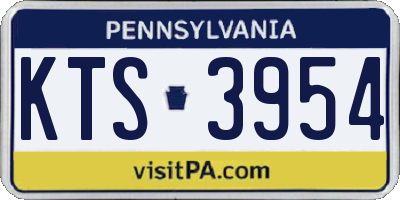 PA license plate KTS3954