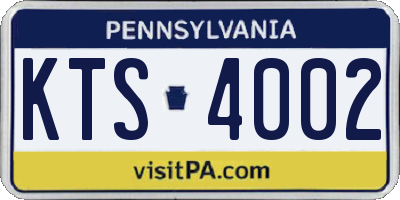 PA license plate KTS4002
