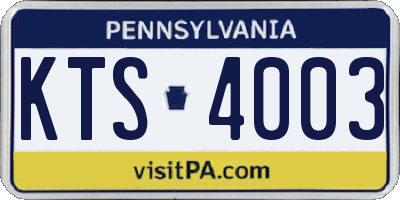 PA license plate KTS4003