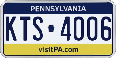 PA license plate KTS4006
